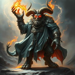 An imposing Dungeons & Dragons monk, presented as a huge horned beast with an aura of mysticism