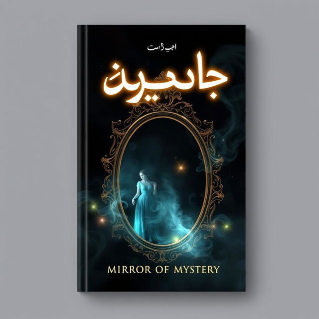 An artistic book cover for a novel titled 'مرآة الغموض' (Mirror of Mystery)