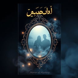 An artistic book cover for a novel titled 'مرآة الغموض' (Mirror of Mystery)