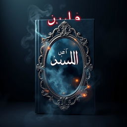 An artistic book cover for a novel titled 'مرآة الغموض' (Mirror of Mystery)