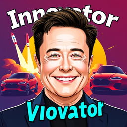 A dynamic and engaging thumbnail portrait of Elon Musk, featuring him confidently smiling with a futuristic backdrop that hints at space exploration and advanced technology