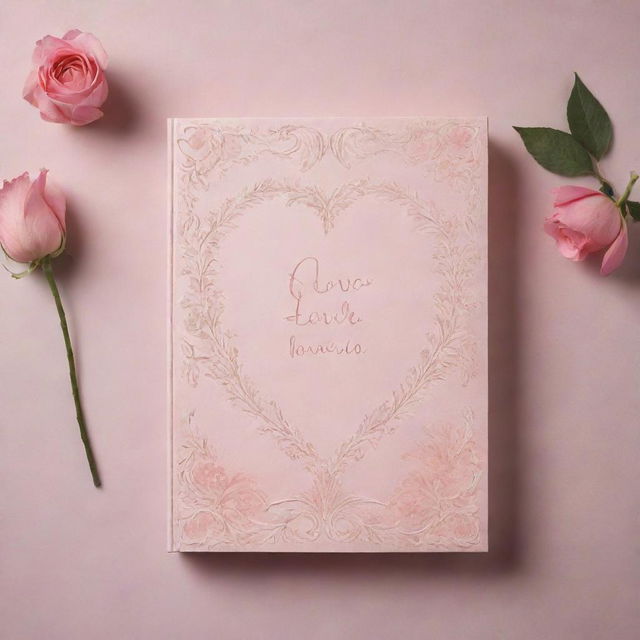 Create a romantic, dreamy book cover and background designs for a book of love poems. Incorporate elements of modern Baroque artistry, symbolic images such as floral motifs, hearts, or couples. Maintain a cohesive and dreamy aesthetic throughout.