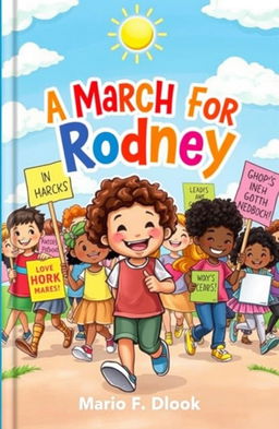 A vibrant book cover for a children's book titled "A March for Rodney"