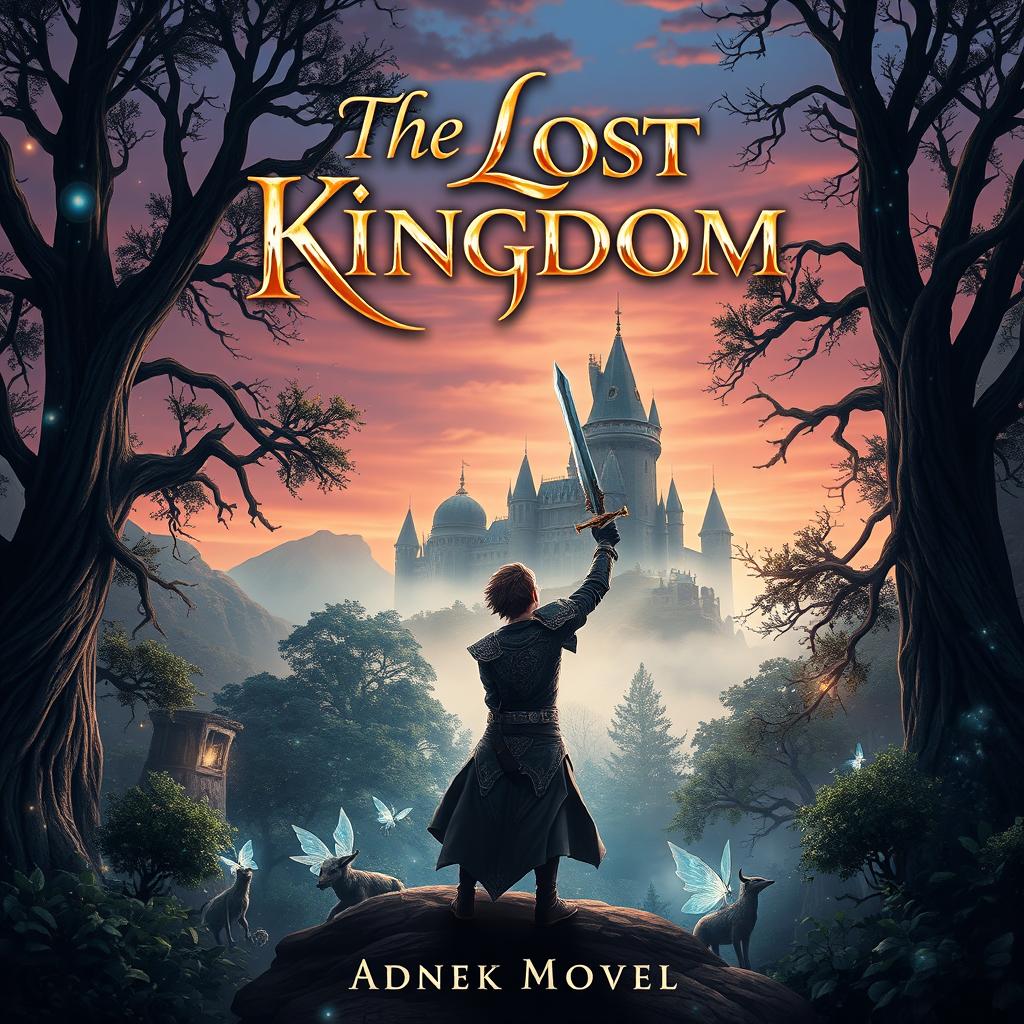 Book cover design for a fantasy novel titled 'The Lost Kingdom'