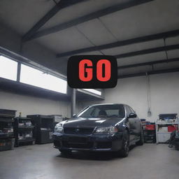 Generate a creative YouTube thumbnail featuring a background image of a garage with an overlying smaller image of an ECU. The prominent title is 'G60 ECU Repair'. The design should be captivating, reflecting the spirit of the 'Edmogarage' channel.