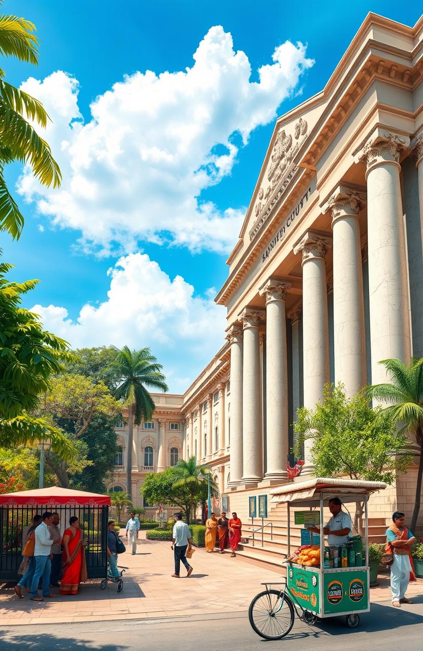 A detailed depiction of the Bandra Court in Mumbai, India