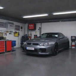 Generate a creative YouTube thumbnail featuring a background image of a garage with an overlying smaller image of an ECU. The prominent title is 'G60 ECU Repair'. The design should be captivating, reflecting the spirit of the 'Edmogarage' channel.