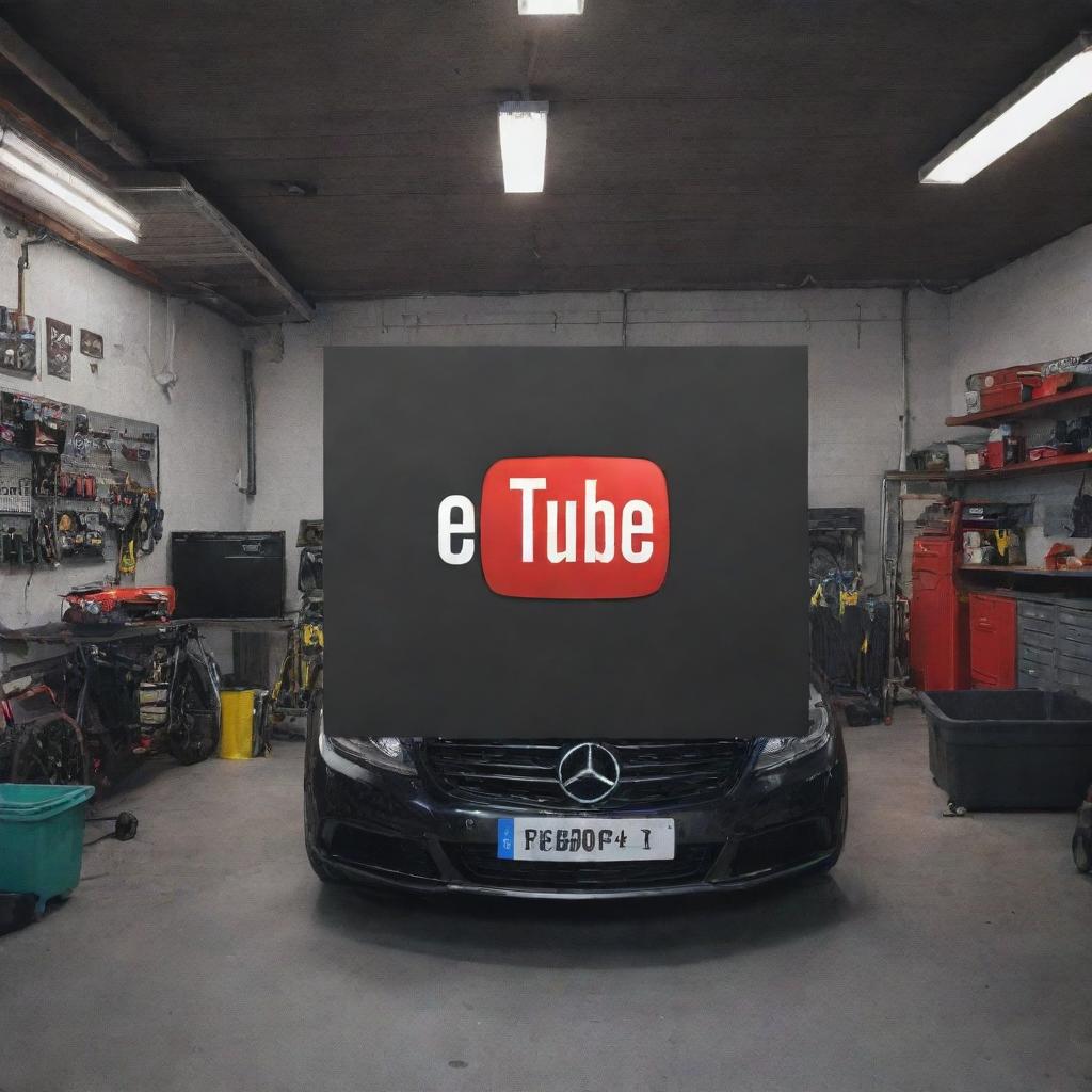 Design a captivating YouTube thumbnail for the 'Edmogarage' channel. Merge a background of a garage with a smaller, overlaid image of an ECU. Feature the title 'G60 ECU Repair' prominently. Experiment with creative design options.