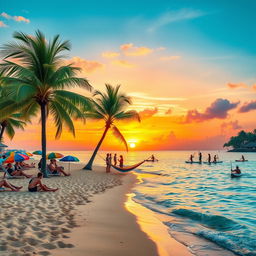 A serene tropical beach scene that embodies the perfect vacation