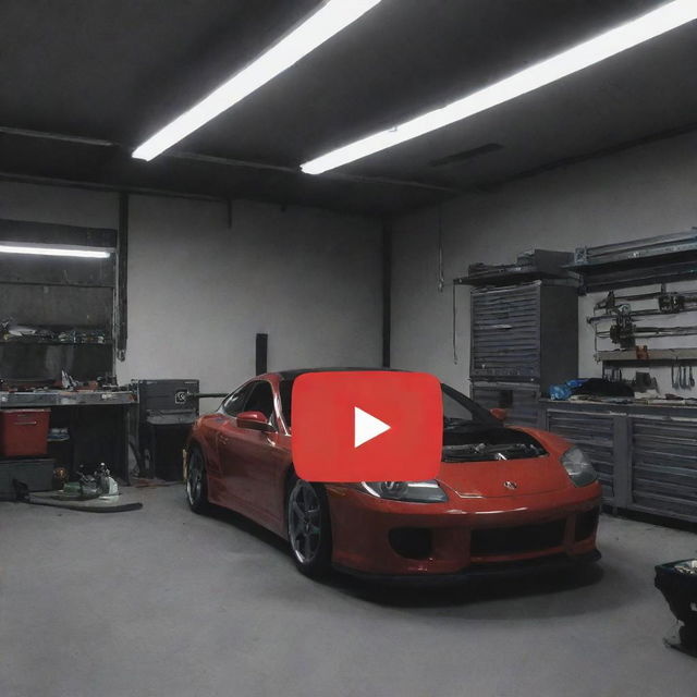 Design a captivating YouTube thumbnail for the 'Edmogarage' channel. Merge a background of a garage with a smaller, overlaid image of an ECU. Feature the title 'G60 ECU Repair' prominently. Experiment with creative design options.