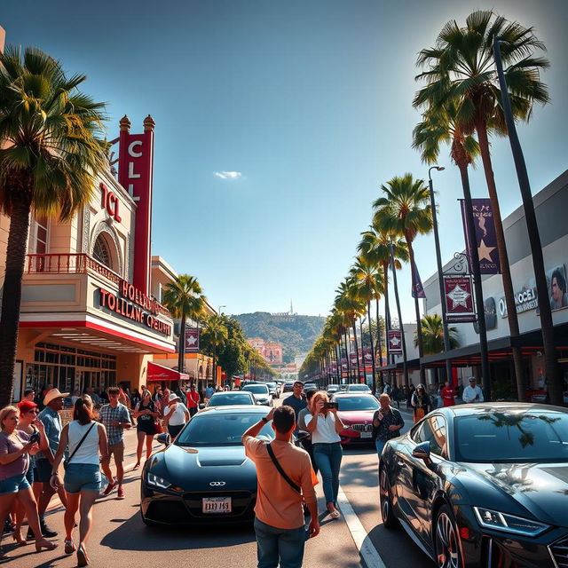 An ideal vacation scene in Hollywood, capturing the essence of glamour and excitement