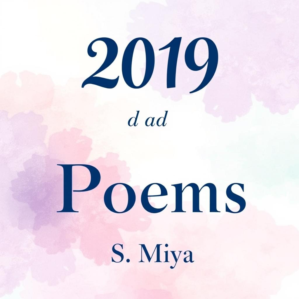 A beautifully crafted poetry book cover showcasing the title "2019 and Other Poems" prominently in the center in an artistic, flowing script font, colored in a rich navy blue