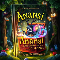 A captivating book cover featuring the title "Anansi and the Secret Box of Stories" by Tarik Braithwaite