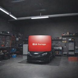 Create a compelling YouTube thumbnail for the 'Edmogarage' channel. The background should showcase a cool garage scenery, artistic integration of a smaller ECU image, and a bold, standout title 'G60 ECU Repair'.