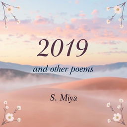 A beautiful and elegant poetry book cover featuring the title '2019 and other poems' in an artistic, flowing font that conveys a sense of creativity and introspection
