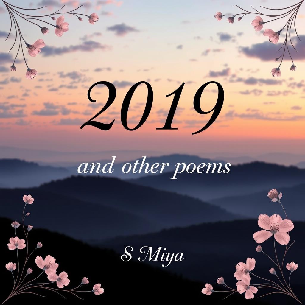 A beautiful and elegant poetry book cover featuring the title '2019 and other poems' in an artistic, flowing font that conveys a sense of creativity and introspection