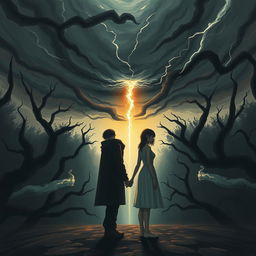 A dramatic and emotional depiction of a toxic relationship, illustrated through a visually striking scene