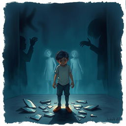 A powerful illustration titled 'Manipulation Emotionnelle', depicting the theme of emotional manipulation in an intense and evocative way