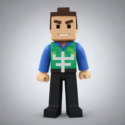 A Roblox character standing in a pixelated environment, dressed in cool gaming gear with a confident expression on its blocky face.