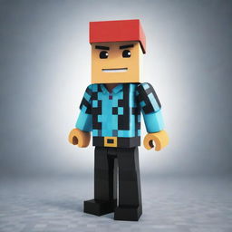 A Roblox character standing in a pixelated environment, dressed in cool gaming gear with a confident expression on its blocky face.