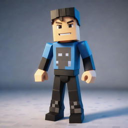 A Roblox character standing in a pixelated environment, dressed in cool gaming gear with a confident expression on its blocky face.