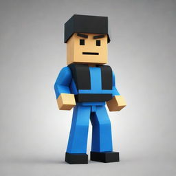 A Roblox character standing in a pixelated environment, dressed in cool gaming gear with a confident expression on its blocky face.