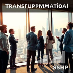 A dynamic and inspiring representation of Transformational Leadership, illustrating the themes of adaptation, overcoming challenges, and thriving in times of change