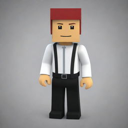 A Roblox avatar, distinctively due to its square-shaped head and quirky attire, immersed in a dynamic blocky virtual environment.