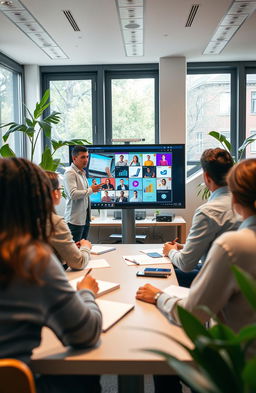 An engaging online video course showcasing a beautifully lit, modern classroom setting with a diverse group of adults attentively learning from an inspiring instructor
