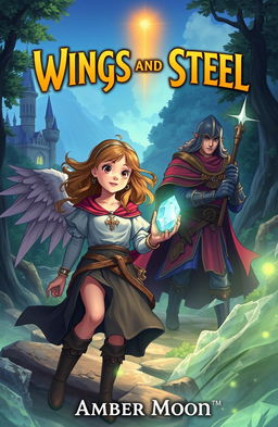 A fantasy illustration depicting an adventurous medieval scene featuring a young girl named Athena