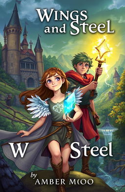 A fantasy illustration depicting an adventurous medieval scene featuring a young girl named Athena