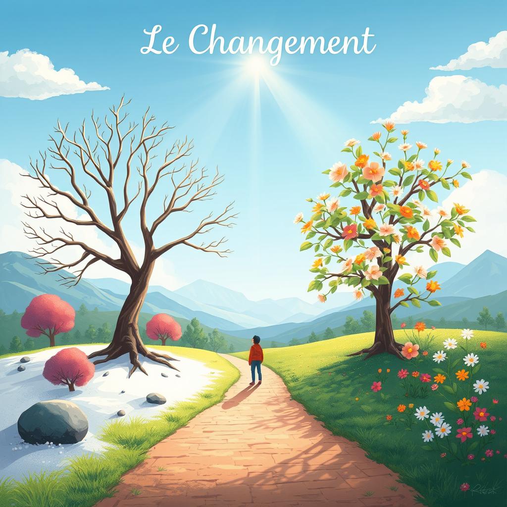 An inspiring illustration titled 'Le Changement', symbolizing transformation and growth