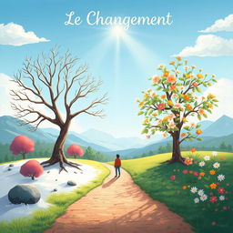 An inspiring illustration titled 'Le Changement', symbolizing transformation and growth