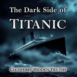 An eerie and engaging ebook cover for 'The Dark Side of Titanic: Uncovering Hidden Truths', crafted with a dramatic top font that commands attention