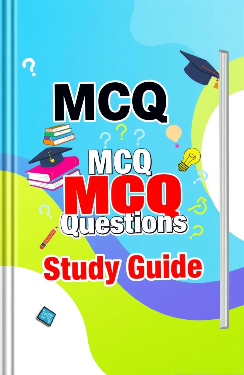 A visually striking cover design for a study book dedicated to multiple-choice questions (MCQs)