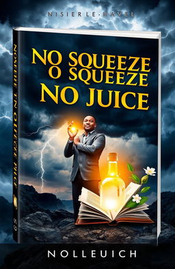 A dramatic book cover for 'No Squeeze No Juice', depicting themes of resilience and empowerment during turbulent times