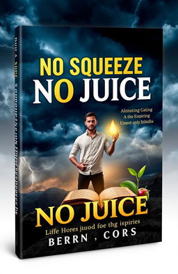 A dramatic book cover for 'No Squeeze No Juice', depicting themes of resilience and empowerment during turbulent times
