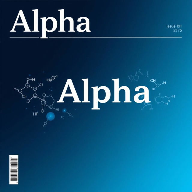 A scientific journal cover page titled 'Alpha', featuring a sleek and modern design