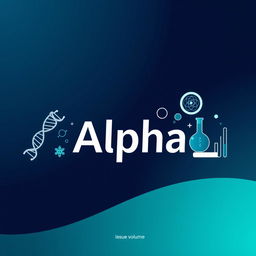 A scientific journal cover page for 'Alpha', designed with a sleek and professional aesthetic