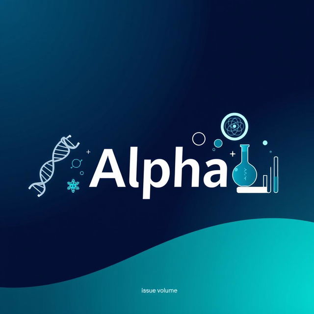 A scientific journal cover page for 'Alpha', designed with a sleek and professional aesthetic