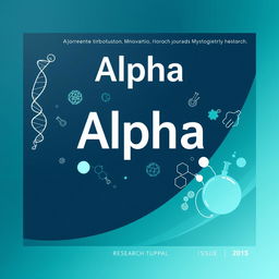 A scientific journal cover page for 'Alpha', designed with a sleek and professional aesthetic
