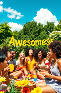 An extraordinary scene showcasing the essence of awesomeness, featuring a vibrant and colorful visual representation of positivity and joy