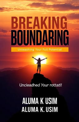 A striking book cover design for 'BREAKING BOUNDARIES: Unleashing Your Full Potential' by ALUMA K USIM