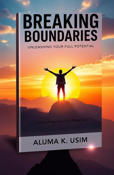 A striking book cover design for 'BREAKING BOUNDARIES: Unleashing Your Full Potential' by ALUMA K USIM