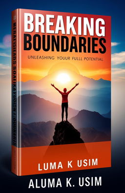 A striking book cover design for 'BREAKING BOUNDARIES: Unleashing Your Full Potential' by ALUMA K USIM