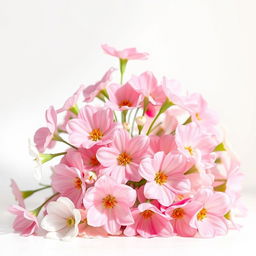 An ethereal floral scene with a white background, showcasing vibrant and delicate blossoms that radiate beauty, healing, and hope