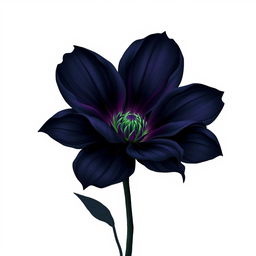 A striking and unconventional flower illustration that blends elements of beauty and eeriness, showcasing a unique bloom that appears both haunting and healing