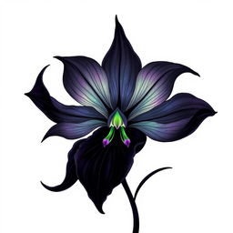 A striking and unconventional flower illustration that blends elements of beauty and eeriness, showcasing a unique bloom that appears both haunting and healing