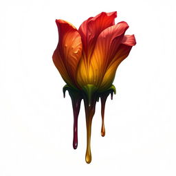 An intriguing and thought-provoking illustration of a flower melting, embodying elements of horror, healing, and hope