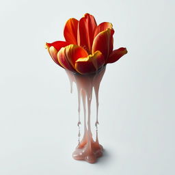 A captivating image of a flower melting, combining elements of horror, healing, and hope